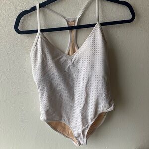 Fabletics White Mesh One-Piece Swimsuit